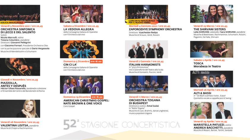 Apertura vendite di tutti gli eventi della 52^ Stagione