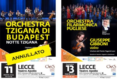 Annullato il concerto dell’Orchestra Tzigana di Budapest